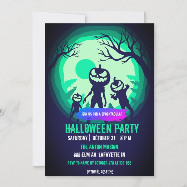 Halloween party invitation fully customisable (Front)