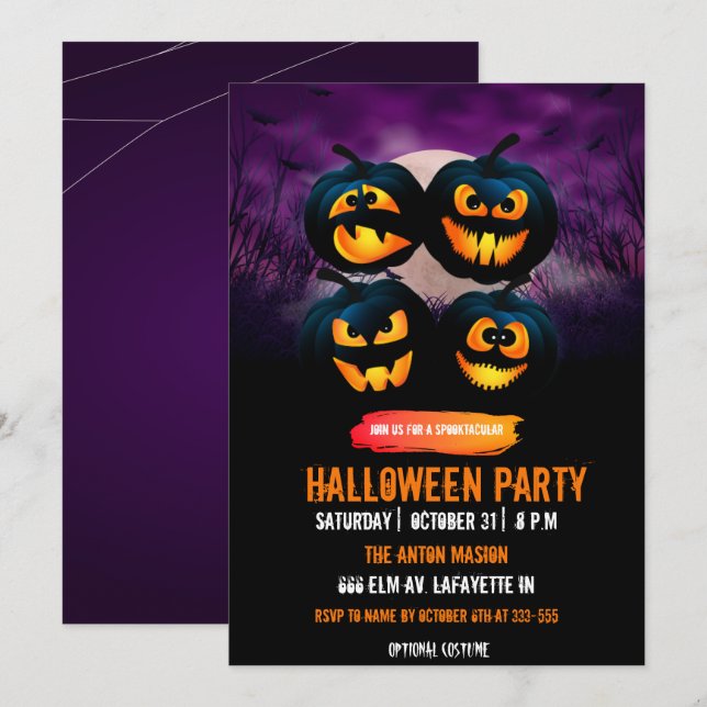Halloween party invitation fully customisable (Front/Back)
