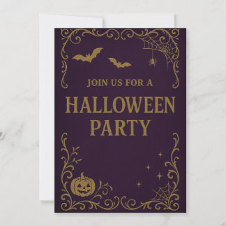 Halloween Party Invitation | Gothic Purple & Gold