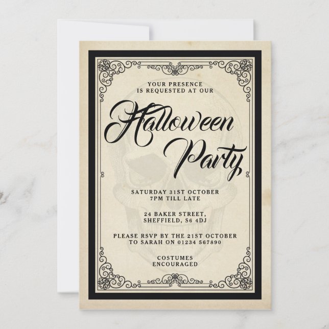 Halloween party invitation - Gothic Theme (Front)