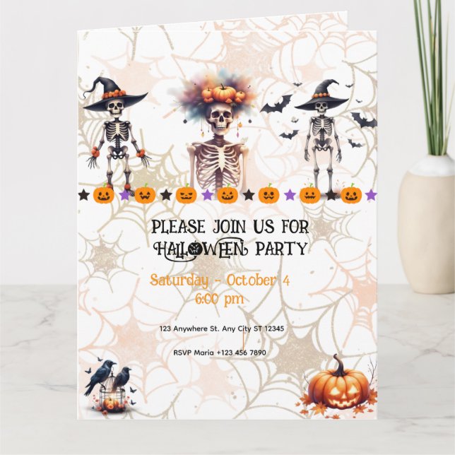  Halloween Party Invitation Greeting Card (Front)