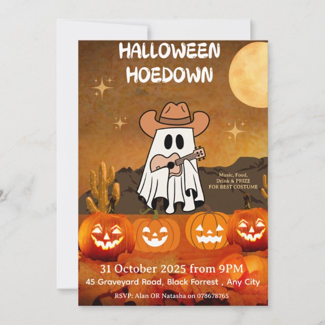 Halloween Party Invitation – Hoedown Cowboy (Front)