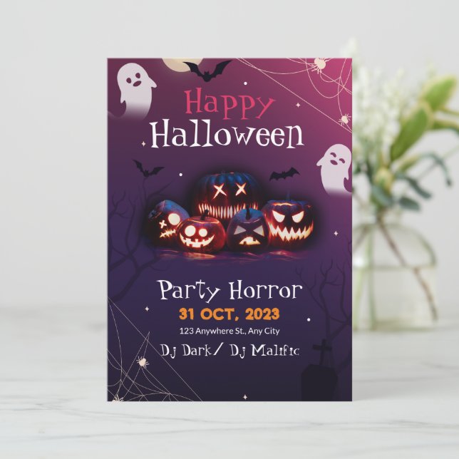 Halloween Party Invitation, Horror Party Halloween Invitation (Standing Front)