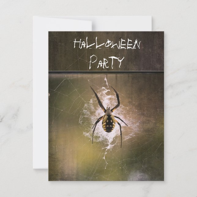 Halloween Party Invitation huge writing spider web (Front)