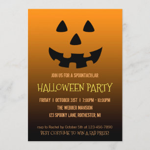 Halloween party invitation jack o' lantern face