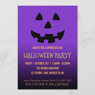 Halloween party invitation jack o' lantern face