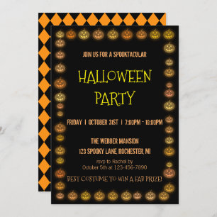 Halloween party invitation jack o' lantern frame