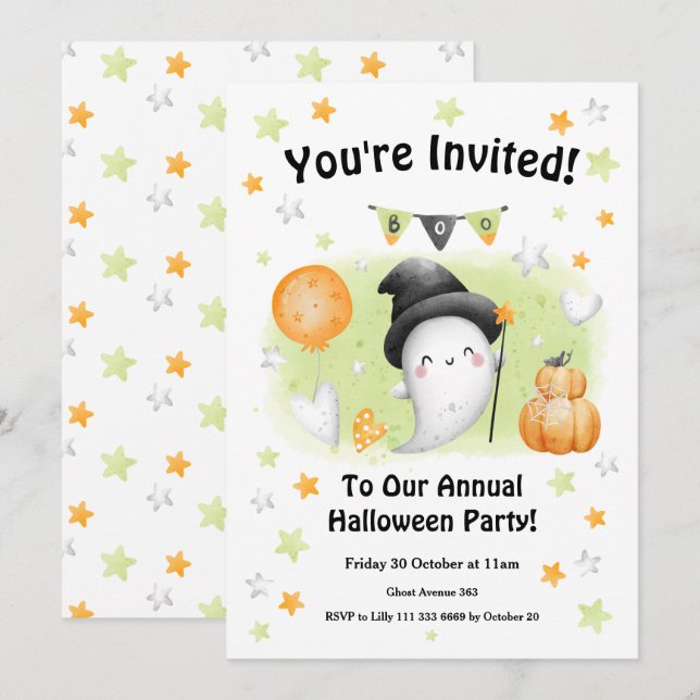 Halloween Party Invitation Little Boo (Front/Back)