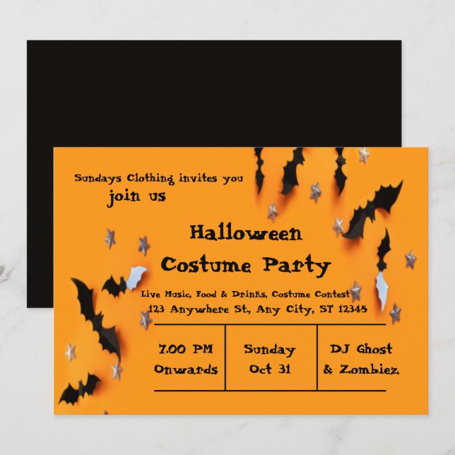  Halloween Party Invitation modern cute design (Front/Back)