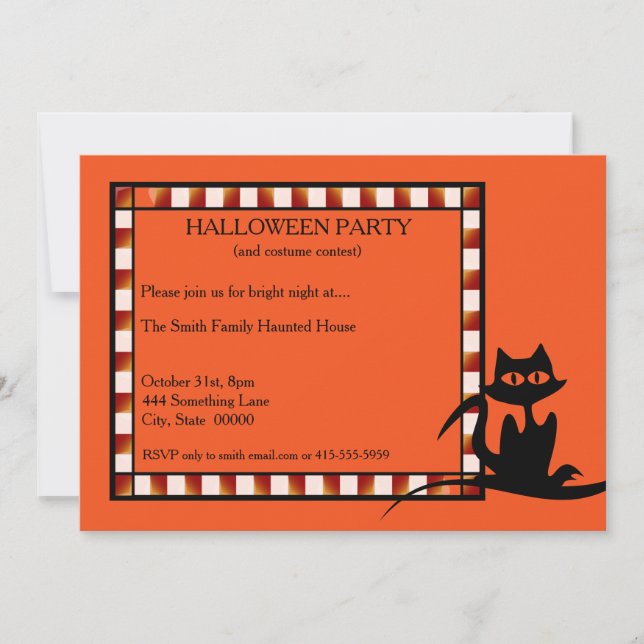 Halloween Party Invitation Orange & Black (Front)