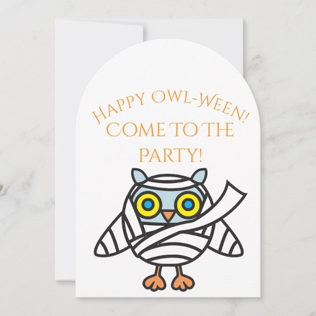 Halloween Party Invitation Owl Mummy (Front)
