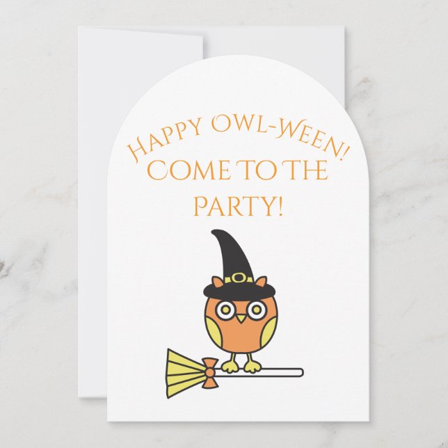 Halloween Party Invitation Owl Witch (Front)