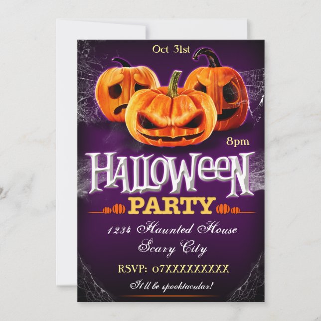 Halloween Party Invitation Pumpkins Customisable (Front)