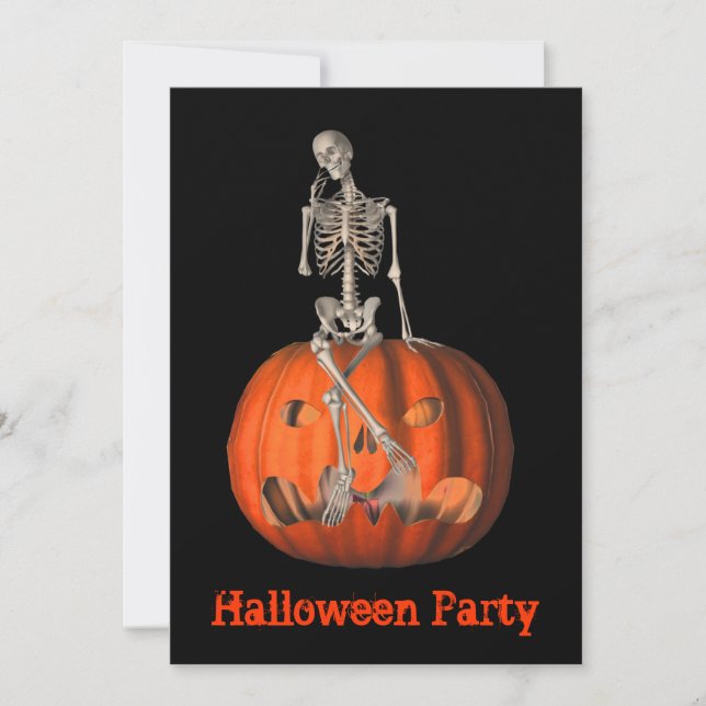 Halloween Party Invitation Skeleton Jack O Lantern (Front)