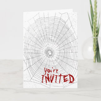 Halloween Party Invitation, Spiderweb Background Invitation