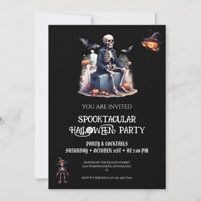 Halloween Party Invitation , Spooky Cute Invite (Front)