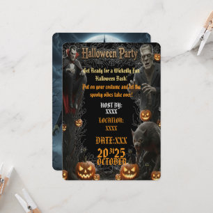 Halloween Party Invitation Spooky Monsters Frame