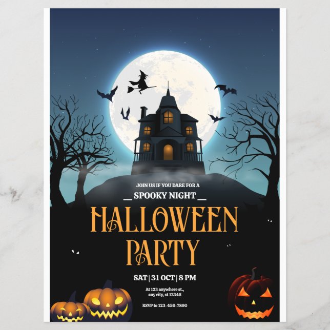 Halloween Party Invitation, Spooky Night Halloween Flyer (Front)