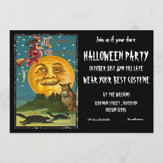 Halloween Party Invitation Vintage Witch