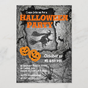 Halloween Party Invitation Witch Spider