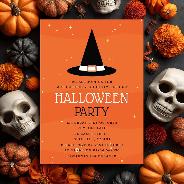 Halloween party invitation - Witches Hat (Join us for a wicked good time 🕸️ Celebrate Halloween in style with this fun witches hat invite!)