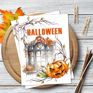 Halloween Party Invitation with Сarved Pumpkin