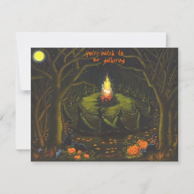 Halloween,party,invitations,bonfire,witches Invitation (Front)