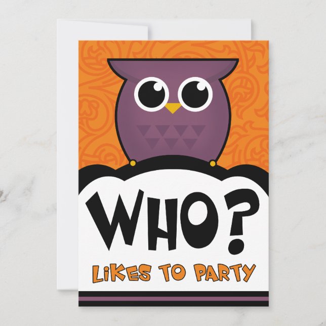 Halloween Party Invitations Cartoon Owl (Front)