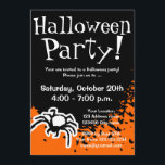 Halloween party invitations | Custom invites<br><div class="desc">Halloween party invitations | Custom invites with scary spider design. Personalizable announcement text and background colour. Black and orange.</div>