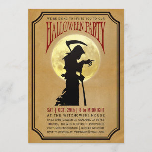 Halloween Party Invitations   Moon & Grim Reaper