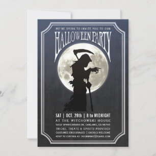 Halloween Party Invitations   Moon & Grim Reaper