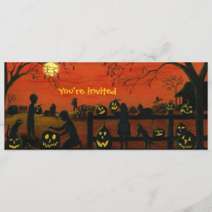 Halloween.party,invitations,pumpkin,patch Invitation