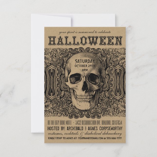 Halloween Party Invitations - Steampunk Kraft (Front)