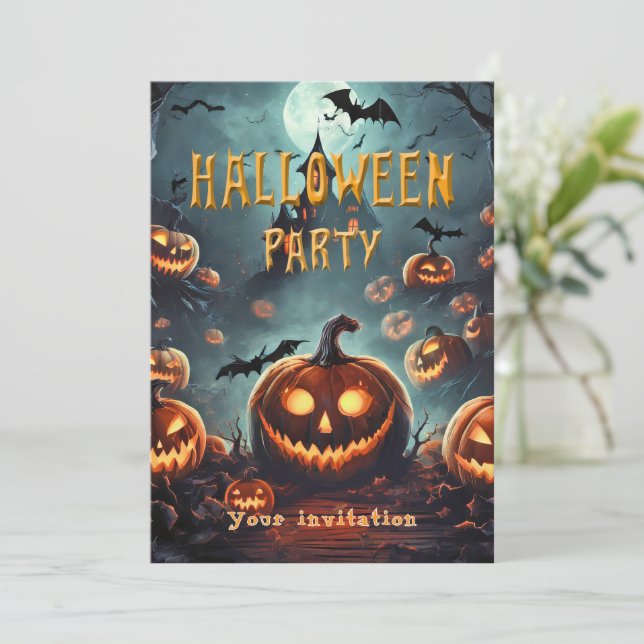 Halloween Party invite from many Jack-O-Lanterns (Standing Front)