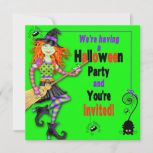 HALLOWEEN PARTY INVITE - KIDS - WITCHES/SPIDERS