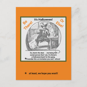 Halloween Party Invite/Scary Skeleton in Suit Post Postcard