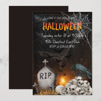 Halloween Party Invite, Spooky Ghost Party Invite, Thank You Card