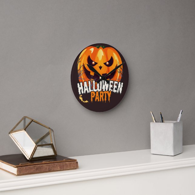 Halloween Party – Jack-o’-Lantern Design Round Clock (Office)