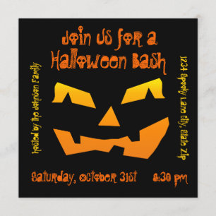 Halloween Party Jack O Lantern Pumpkin Invitations