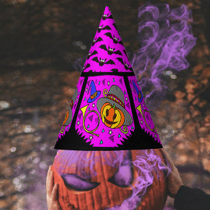 Halloween Party Jack O'Lantern Bugle Bats Purple Hat