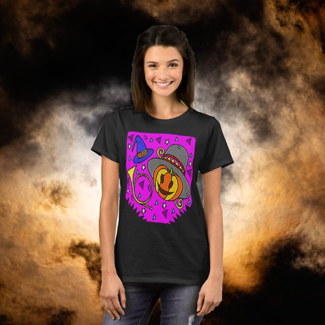 Halloween Party Jack O'Lantern Bugle Purple Womens T-Shirt (Halloween Party Jack O'Lantern Bugle Bats Purple Women's T-Shirt)