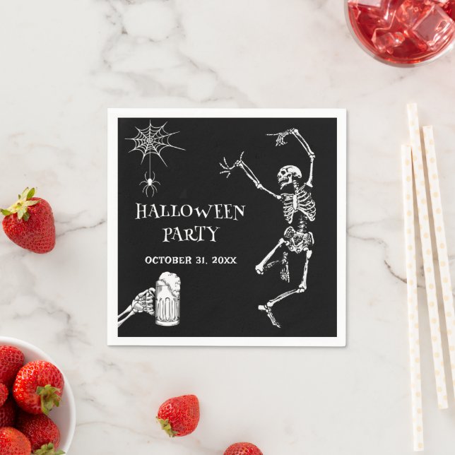 Halloween Party Jump Skeleton Napkin (Insitu)
