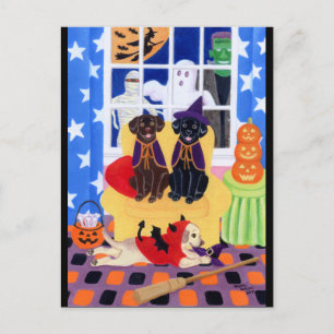 Halloween Party Labradors! Postcard