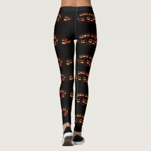 Halloween Party Leggings Pumpkins at Night