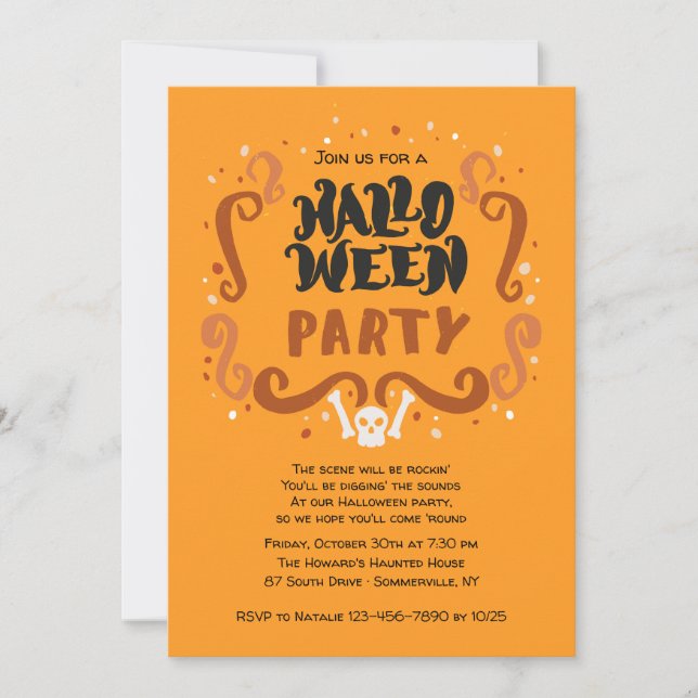 Halloween Party Lettering Invitation (Front)