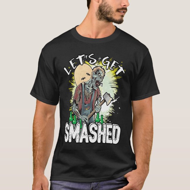 Halloween Party Living Dead Scary Zombie Let's Get T-Shirt (Front)
