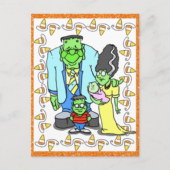 Halloween Party Monster Family Portrait Postcard (Front)