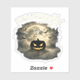 Halloween Party Moon Pumpkin Ghost Vintage Hallowe