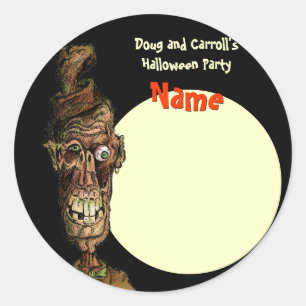Halloween Party Name Tag - Nutty Hat Zombie