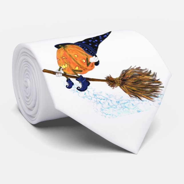 Halloween Party Neck Tie Witch Pumpkin Flying (Rolled)